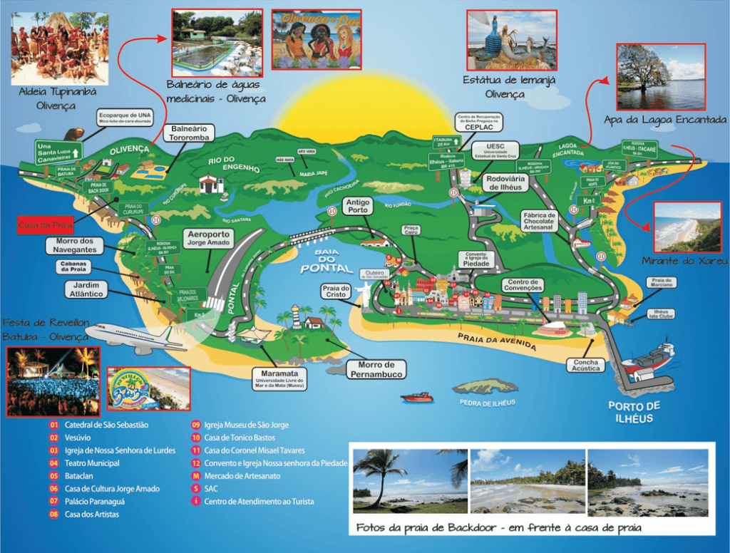mapa turístico de Ilhéus mapa turístico de Ilhéus