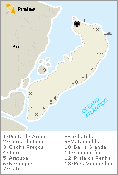Mapa das praias da Ilha de Itaparica Mapa das praias da Ilha de Itaparica