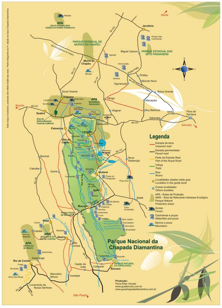 Mapa das Trilhas da Chapada Diamantina Mapa das Trilhas da Chapada Diamantina
