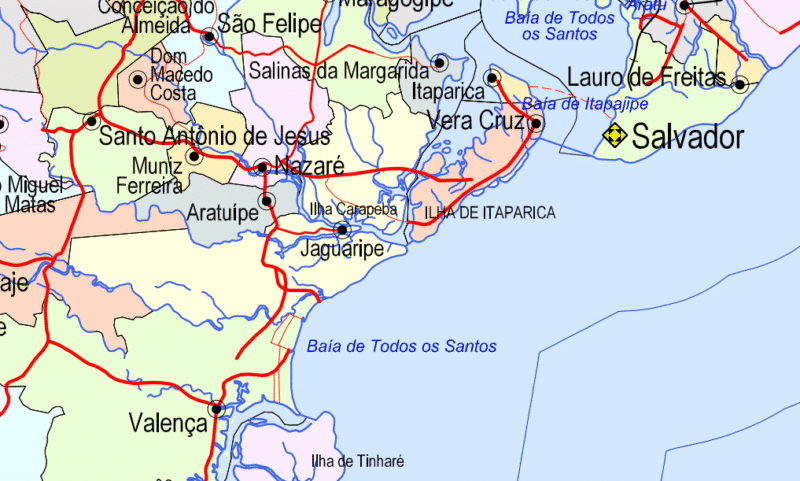 Mapa de Jaquaripe BA Mapa de Jaquaripe BA