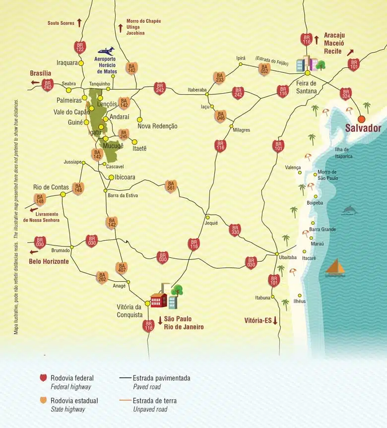 Mapa de Acesso a Chapada Diamantina Mapa e Acesso a Chapada Diamantina