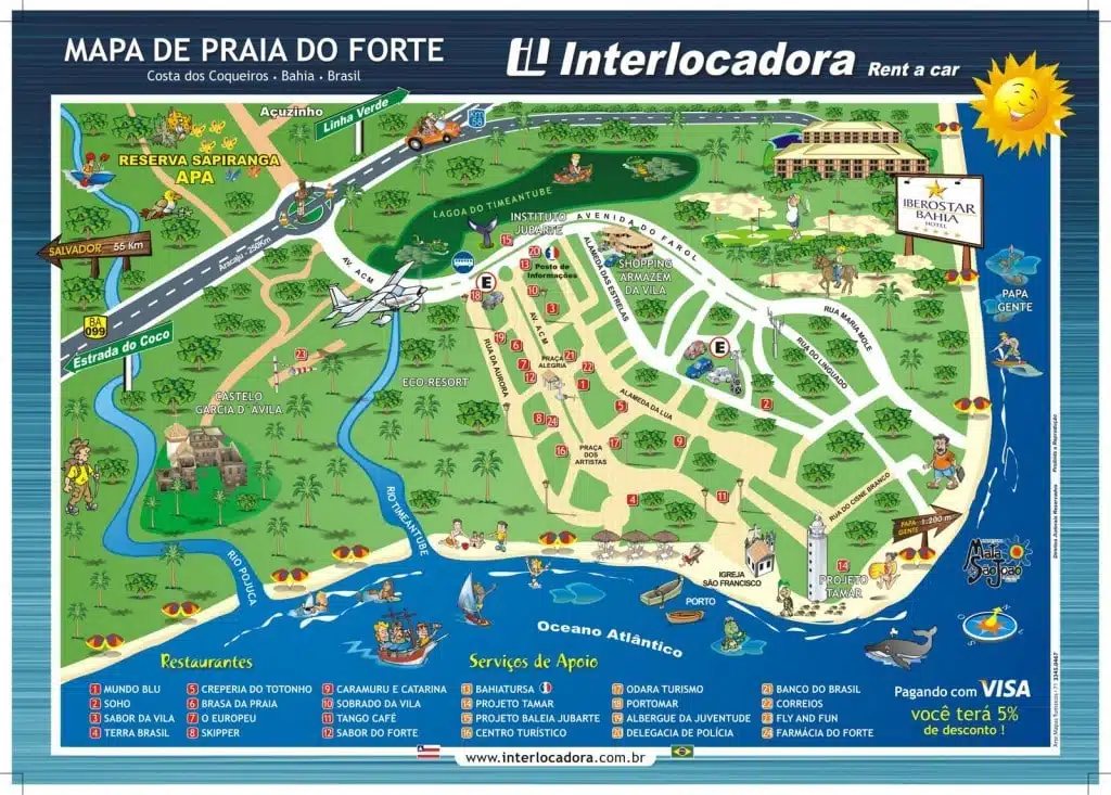 Mapa da praia do Forte na Bahia mapa da praia do Forte na Bahia