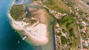 Vista aérea de Campinho, Peninsula de Marau, Bahia