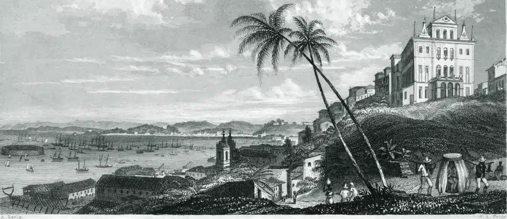 Esta ilustração foi publicada, em 1839, no livro Narrative of the surveying voyages of His Majesty's ships Adventure and Beagle, de Roberto Fitz-Roy (vol. 2 - p. 62). Trata-se de uma litografia de Thomas Abiel Prior (1809-1886) com base no desenho do artista inglês Augustus Earle (1793-1838), que acompanhava a expedição do Beagle. Título original da ilustração: San Salvador, Bahia. Esta ilustração foi publicada, em 1839, no livro Narrative of the surveying voyages of His Majesty's ships Adventure and Beagle, de Roberto Fitz-Roy (vol. 2 - p. 62). Trata-se de uma litografia de Thomas Abiel Prior (1809-1886) com base no desenho do artista inglês Augustus Earle (1793-1838), que acompanhava a expedição do Beagle. Título original da ilustração: San Salvador, Bahia.