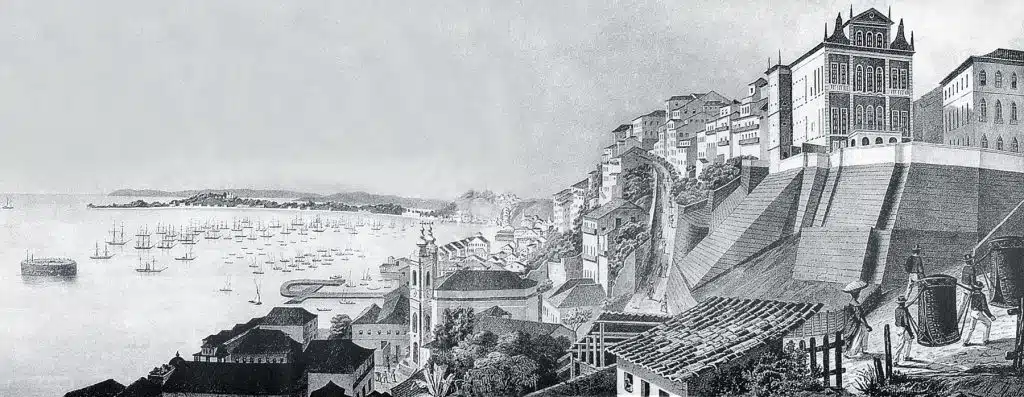 Esta ilustração de Salvador foi assinada pelo artista francês Joseph Alfred Martinet (1821-1875). Trata-se de uma litografia, feita na oficina de Henton & Hensburg (Rio de Janeiro), segundo desenho de A.L. Leurs, copiado de um daguerreótipo de Charles de Forest Fredricks, que esteve em Salvador em 1848. Martinet chegou ao Brasil em 1841. Esta ilustração de Salvador foi assinada pelo artista francês Joseph Alfred Martinet (1821-1875). Trata-se de uma litografia, feita na oficina de Henton & Hensburg (Rio de Janeiro), segundo desenho de A.L. Leurs, copiado de um daguerreótipo de Charles de Forest Fredricks, que esteve em Salvador em 1848. Martinet chegou ao Brasil em 1841.