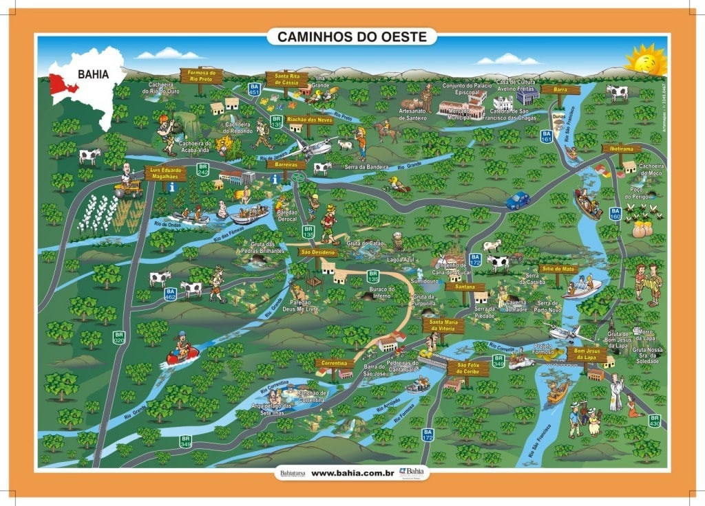 Mapa Caminhos do Oeste na Bahia Mapa Caminhos do Oeste na Bahia