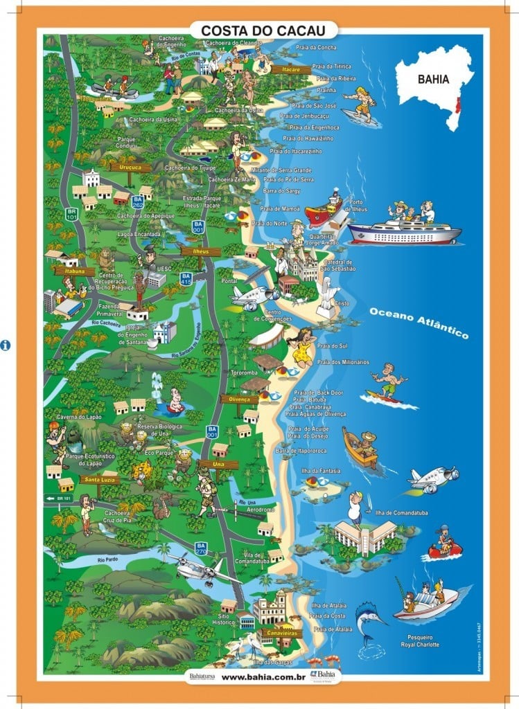 mapa da Costa do Cacau na Bahia mapa da Costa do Cacau na Bahia