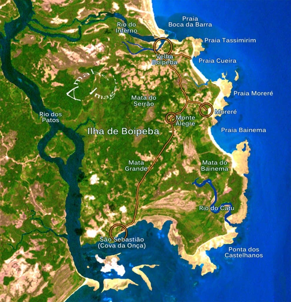 Mapa da Ilha de Boipeba Mapa da Ilha de Boipeba
