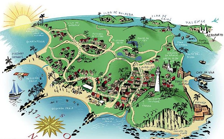 Mapa do Morro de São Paulo na Bahia Mapa do Morro de São Paulo na Bahia