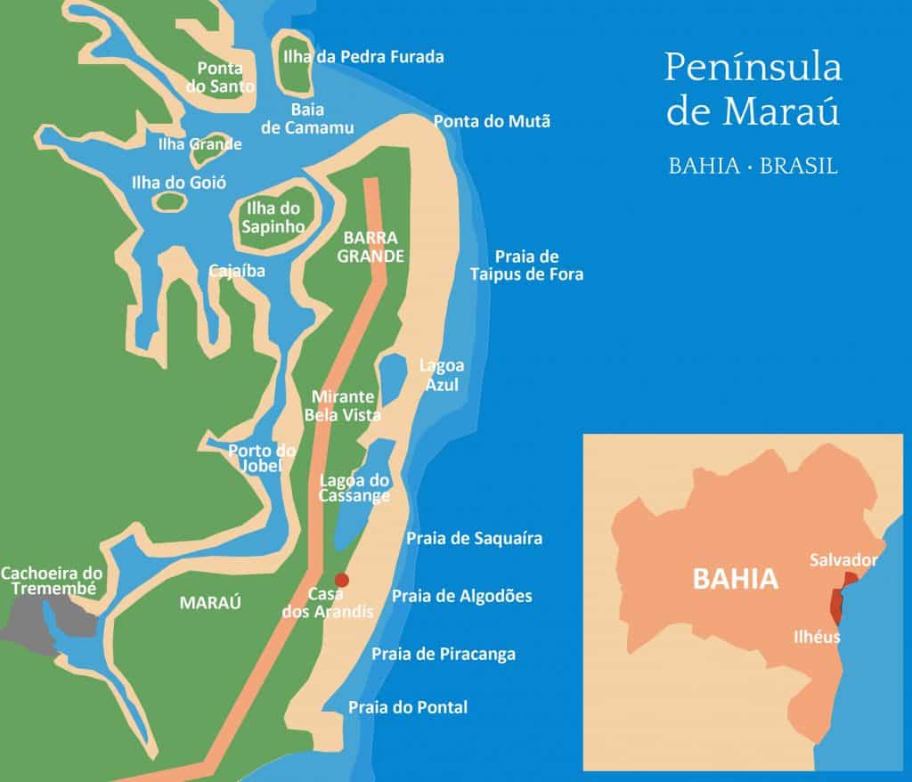 Mapa da Península de Maraú Mapa da Península de Maraú
