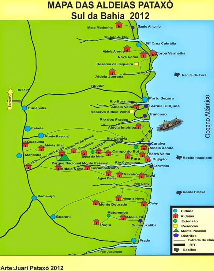 mapa das aldeias pataxós mapa das aldeias pataxós