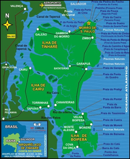 mapa do Arquipelago de Tinharé mapa do Arquipelago de Tinharé