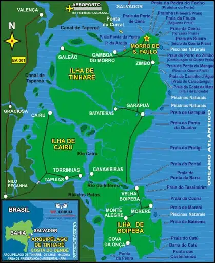 mapa do Arquipelago de Tinharé mapa do Arquipelago de Tinharé
