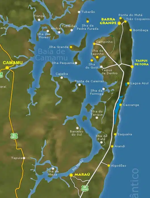 Mapa Baia de Camamu Mapa Baia de Camamu