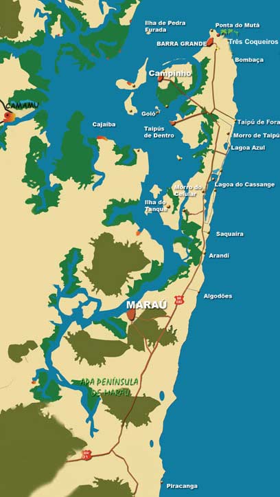 Mapa da Península de Maraú Mapa da Península de Maraú