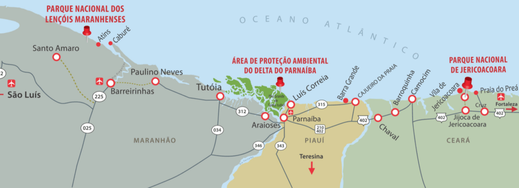 Mapa do litoral do Ceará, Piauí e Maranhão Mapa do litoral do Ceará, Piauí e Maranhão