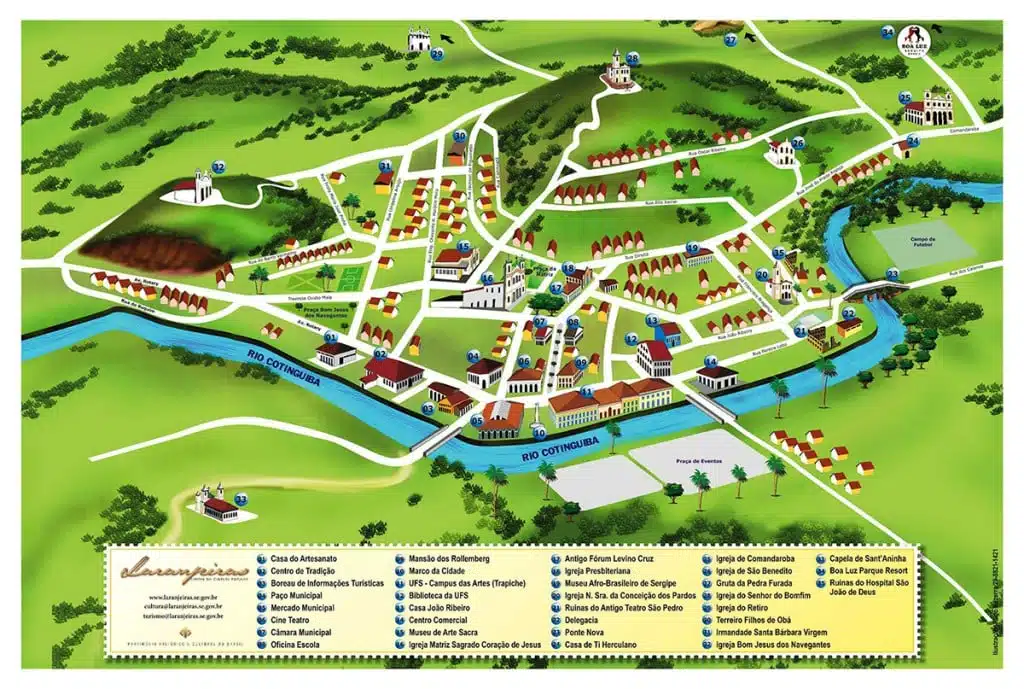 Mapa turístico de Laranjeiras SE Mapa turístico de Laranjeiras SE