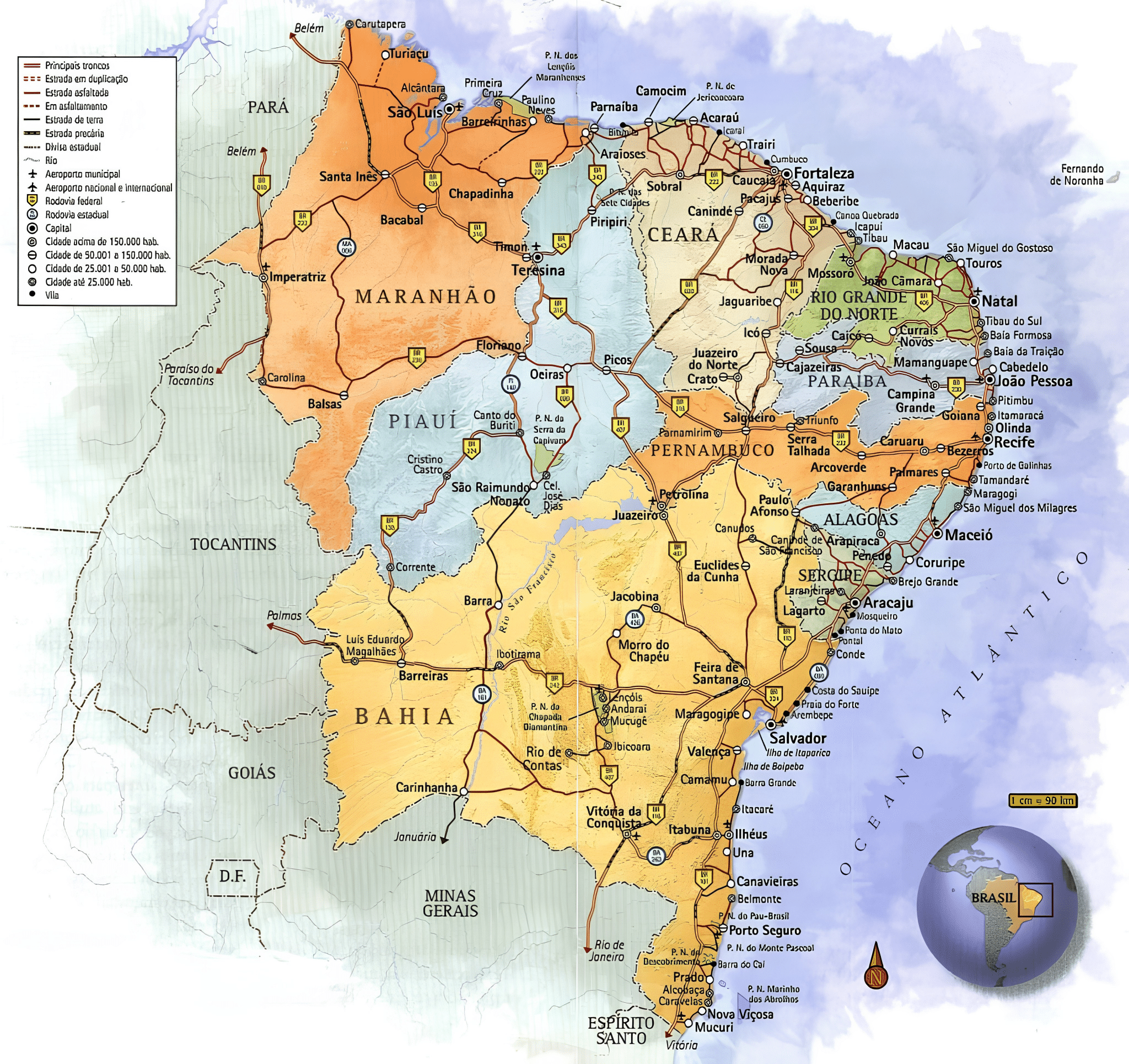 mapa da Região Nordeste do Brasil mapa da Região Nordeste do Brasil