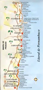 mapa das praias de Pernambuco mapa das praias de Pernambuco
