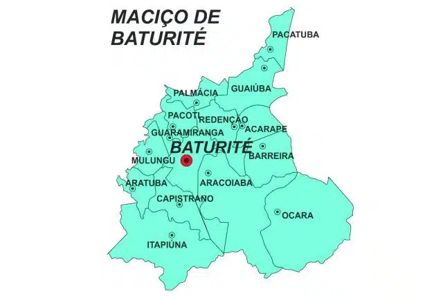 mapa do maciço de Baturité mapa do maciço de Baturité