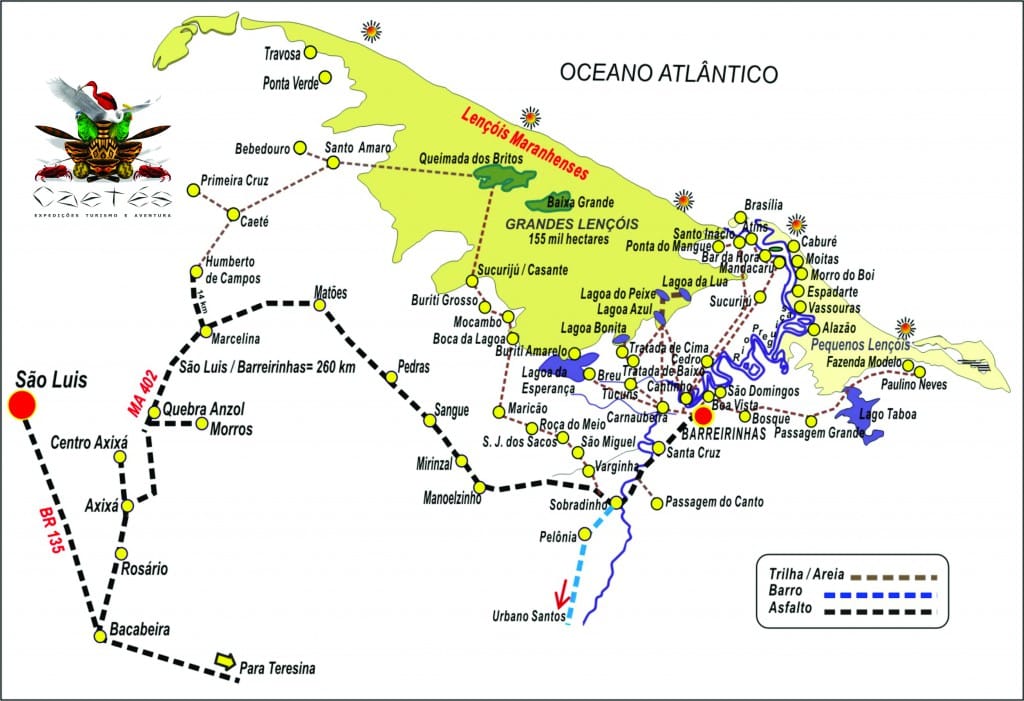 Mapa do Parque Nacional dos Lençóis Maranhenses Mapa Lençóis Maranhenses