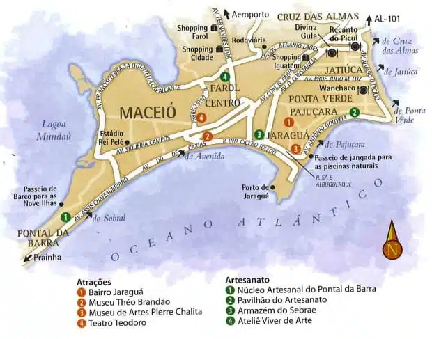 Mapa Turístico de Maceió em Alagoas Mapa Turístico de Maceió em Alagoas