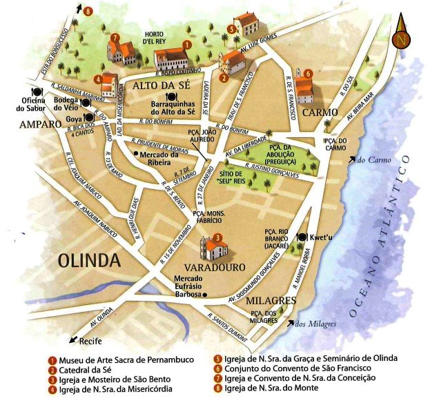 Mapa centro histórico de Olinda PB Mapa centro histórico de Olinda PB