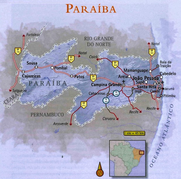 mapa da Paraíba mapa da Paraíba