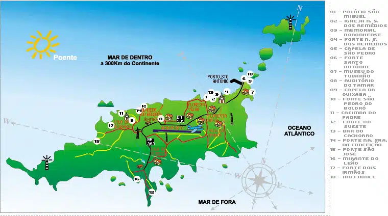 Mapa do patrimônio histórico de Fernando de Noronha Mapa do patrimônio histórico de Fernando de Noronha