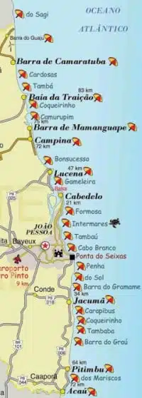 Mapa das Praias da Paraíba Mapa das Praias da Paraíba