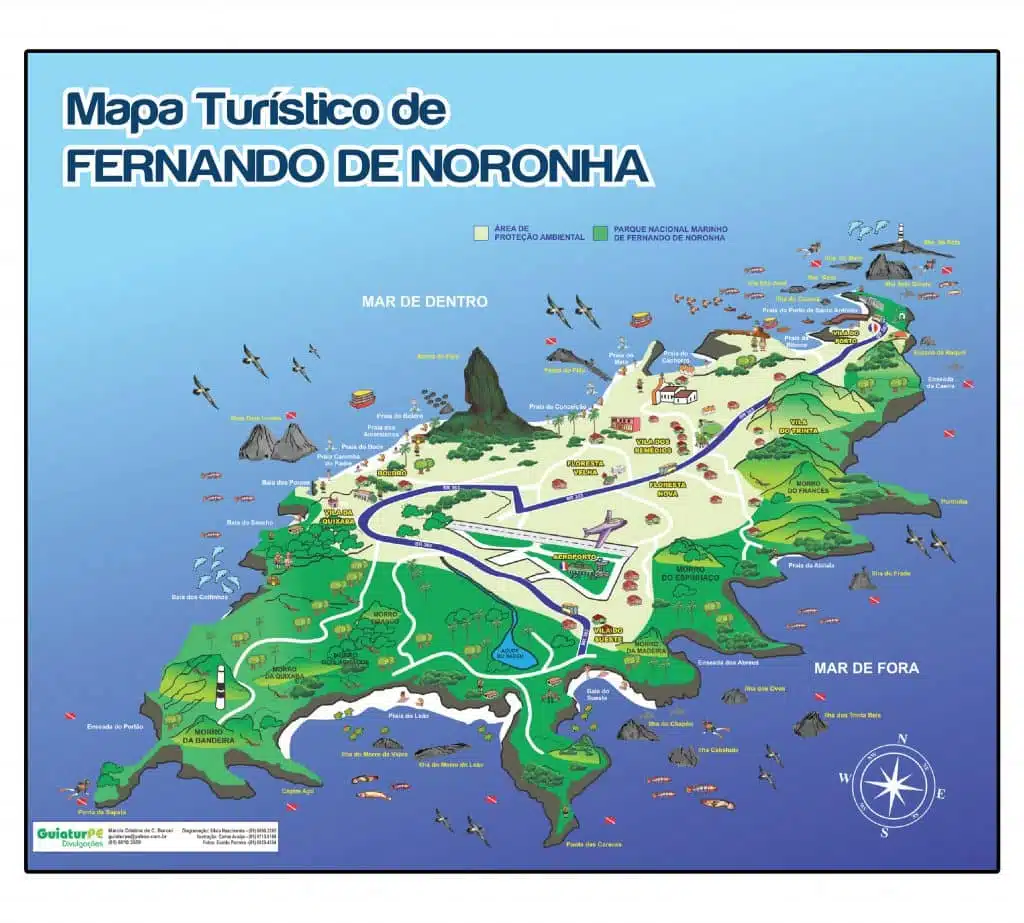 Mapa turístico de Fernando de Noronha Mapa turístico de Fernando de Noronha