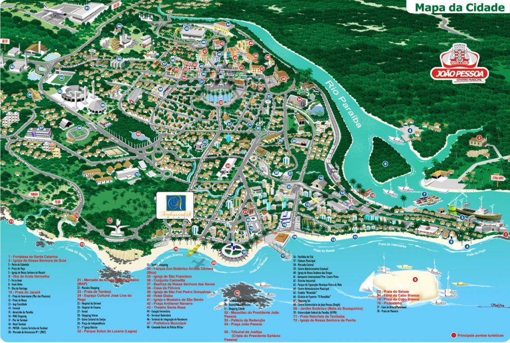 mapa turístico de João Pessoa na Paraíba mapa turístico de João Pessoa na Paraíba