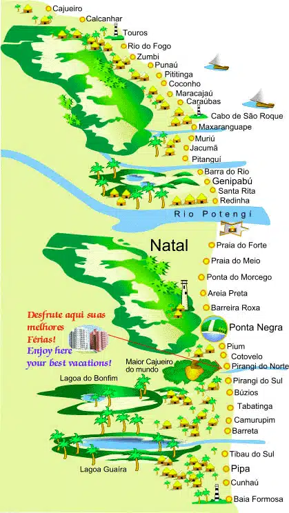 Mapa das praias do Rio Grande do Norte Mapa das praias do Rio Grande do Norte