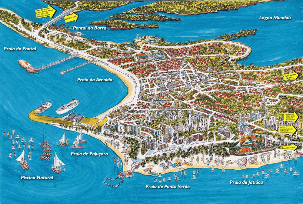 Mapa das praias de Maceió em Alagoas Mapa de Maceió