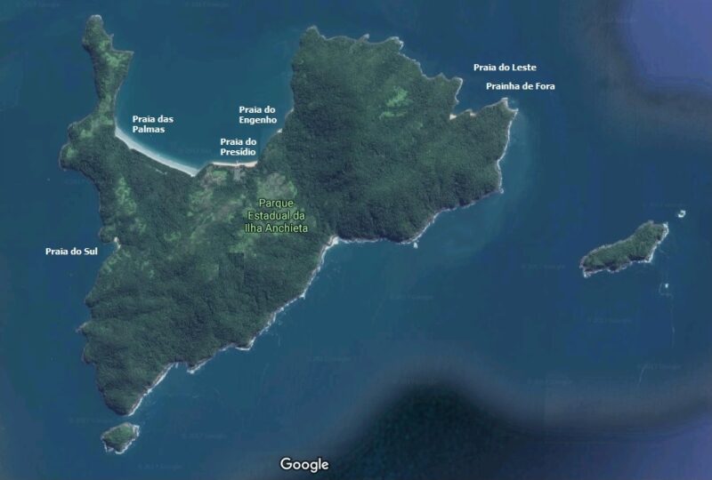 mapa da Ilha Anchieta e suas praias mapa da Ilha Anchieta e suas praias