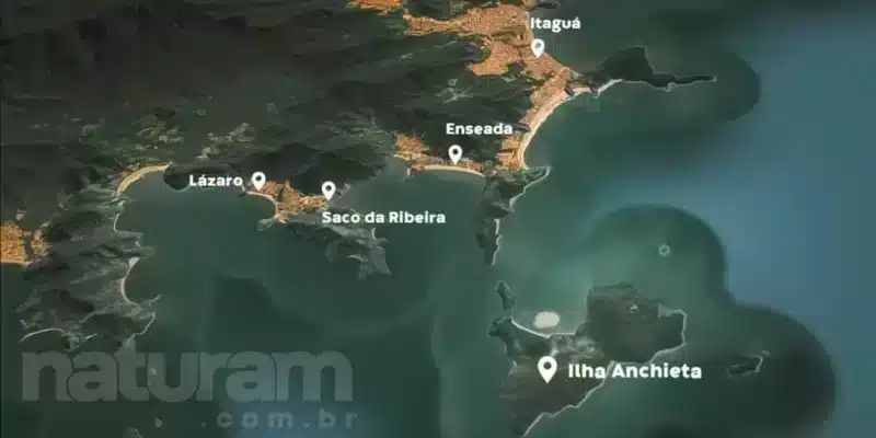 Mapa da Ilha Anchieta e do litoral de Ubatuba Mapa da Ilha Anchieta e do litoral de Ubatuba