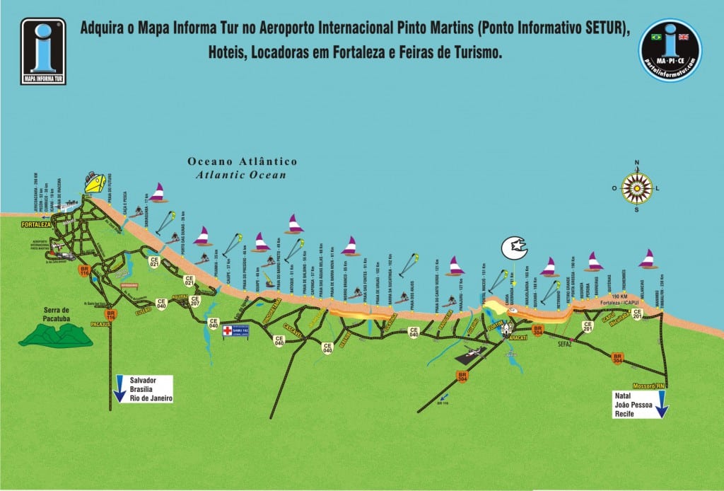 Mapa da Rota das Falésias no Ceará Mapa da Rota das Falésias no Ceará