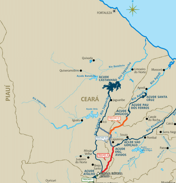 Percurso do rio Jaguaribe CE Percurso do rio Jaguaribe CE