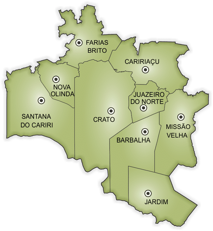 Principais cidades da região do cariri cearense Principais cidades da região do cariri cearense