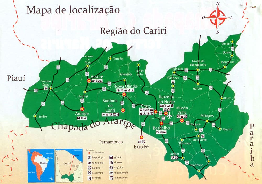 Mapa do Cariri no Ceará Mapa do Cariri no Ceará