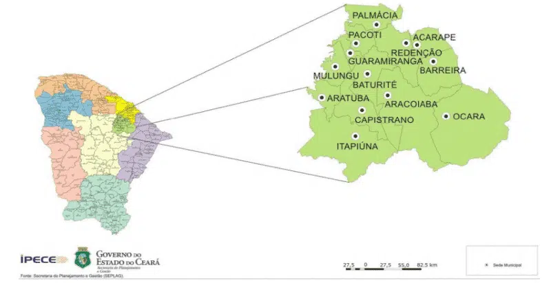 mapa do Maciço de Baturité CE mapa do Maciço de Baturité CE