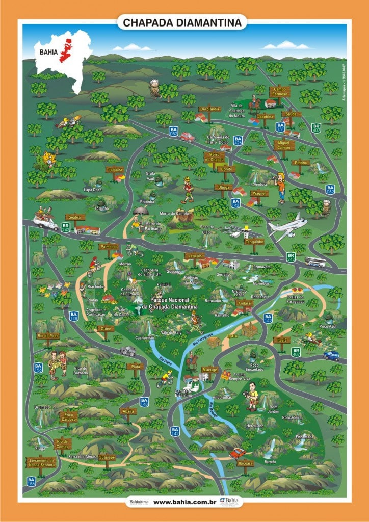 Mapa turístico da Chapada Diamantina Mapa turístico da Chapada Diamantina