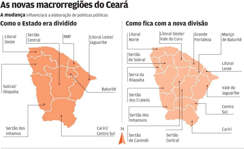 Mapa das Macrorregiões do Ceará Mapa das Macrorregiões do Ceará