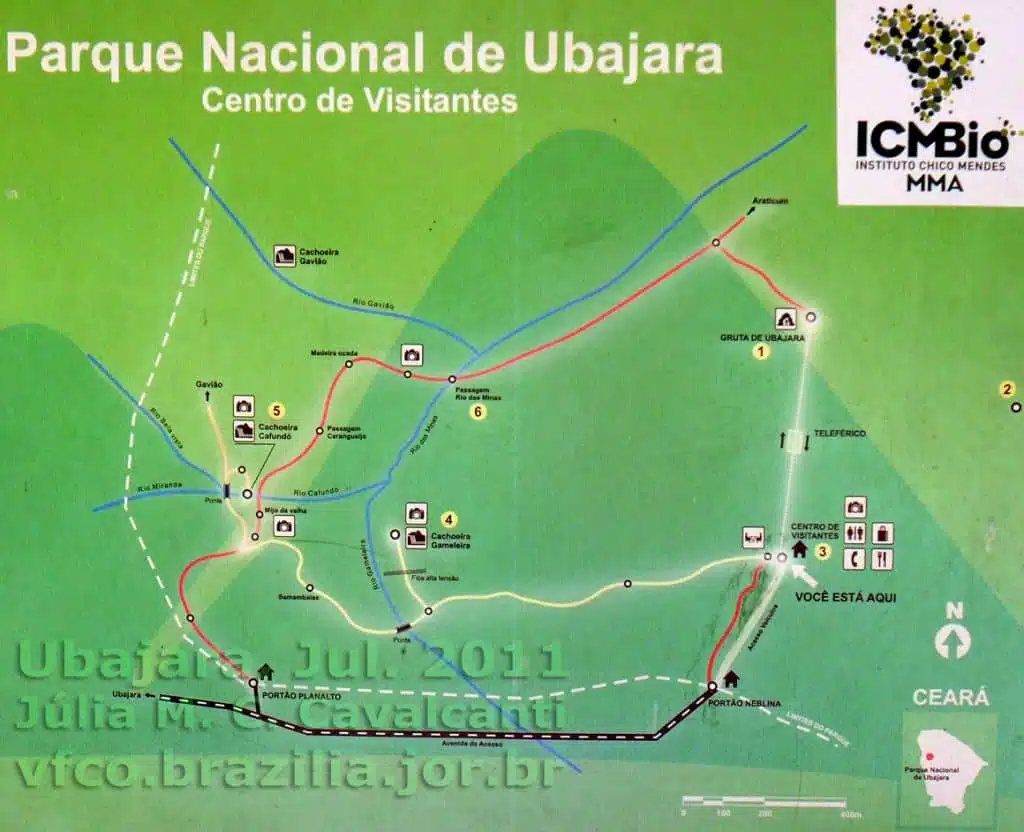 Mapa do Parque Nacional de Ubajara Mapa do Parque Nacional de Ubajara