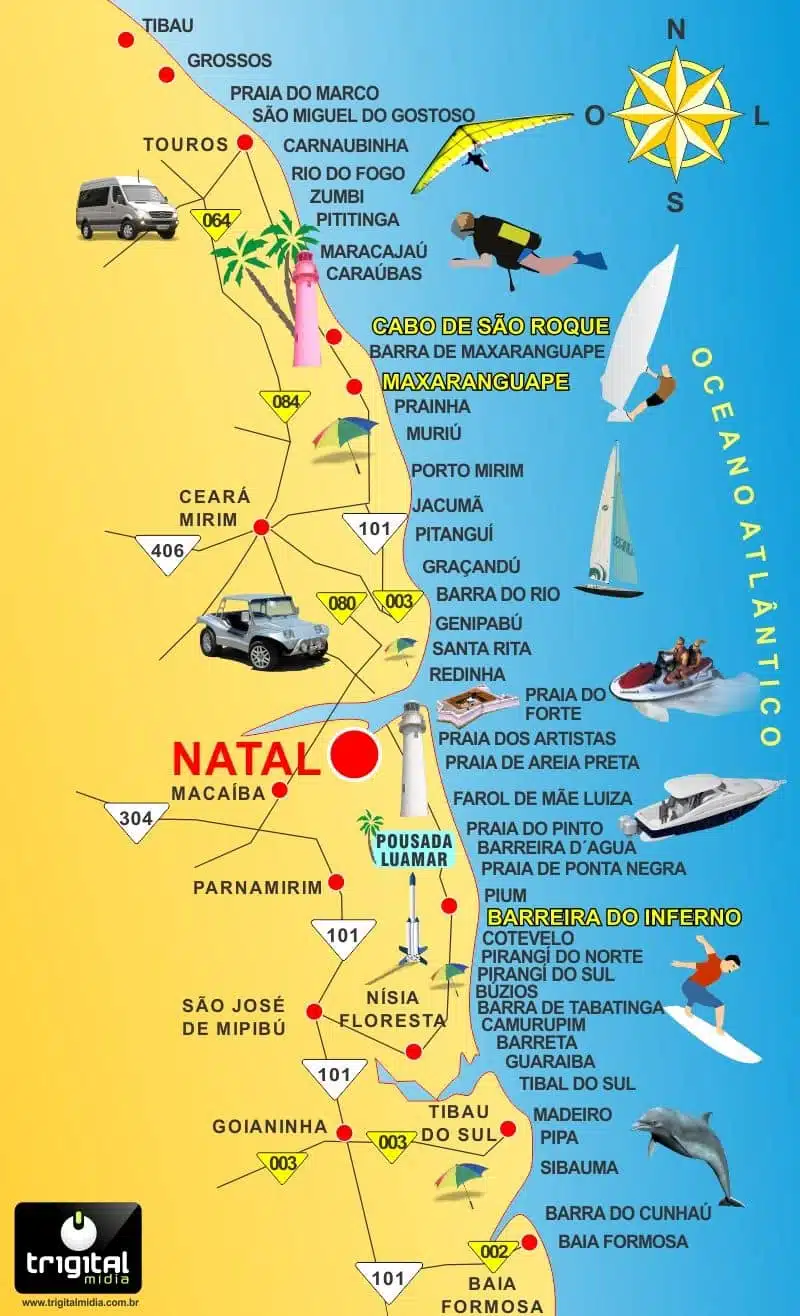 Mapa do Litoral do Rio Grande do Norte Mapa do Litoral do Rio Grande do Norte