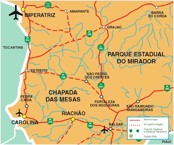 mapa do Parque Nacional da Chapada das Mesas Mapa Parque Nacional da Chapada das Mesas