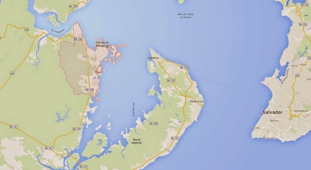 mapa de Salinas da Margarida na Bahia mapa de Salinas da Margarida na Bahia