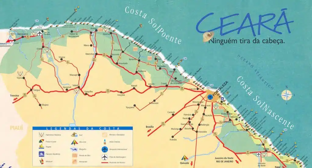 mapa do litoral do Ceará mapa do litoral do Ceará