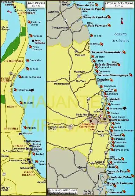 Mapa do litoral da Paraíba Mapa do litoral da Paraíba