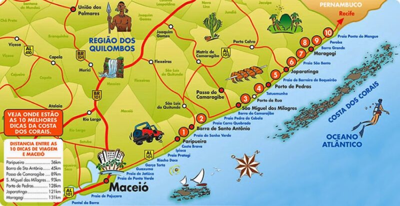 Mapa do Litoral Norte de Alagoas Mapa do Litoral Norte de Alagoas